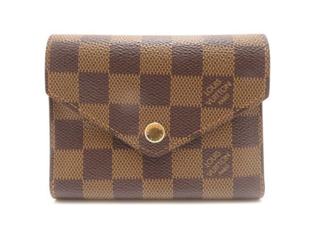 LOUIS VUITTON Bag Portefeuille Victorine Damier Cerise Red Wallet Tri fold Brown